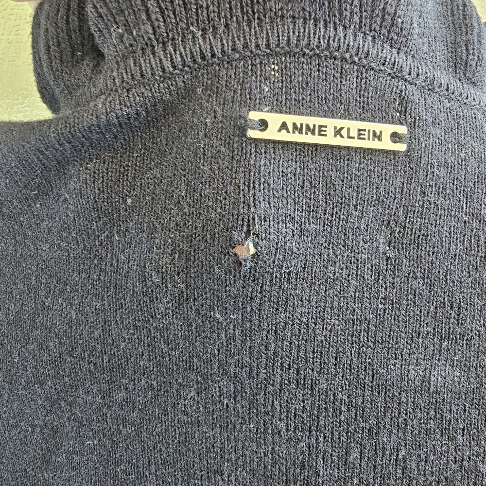 Annie Klein XL Casual Black Top with Sheer Polka Dot Sleeves - Picture 12 of 12